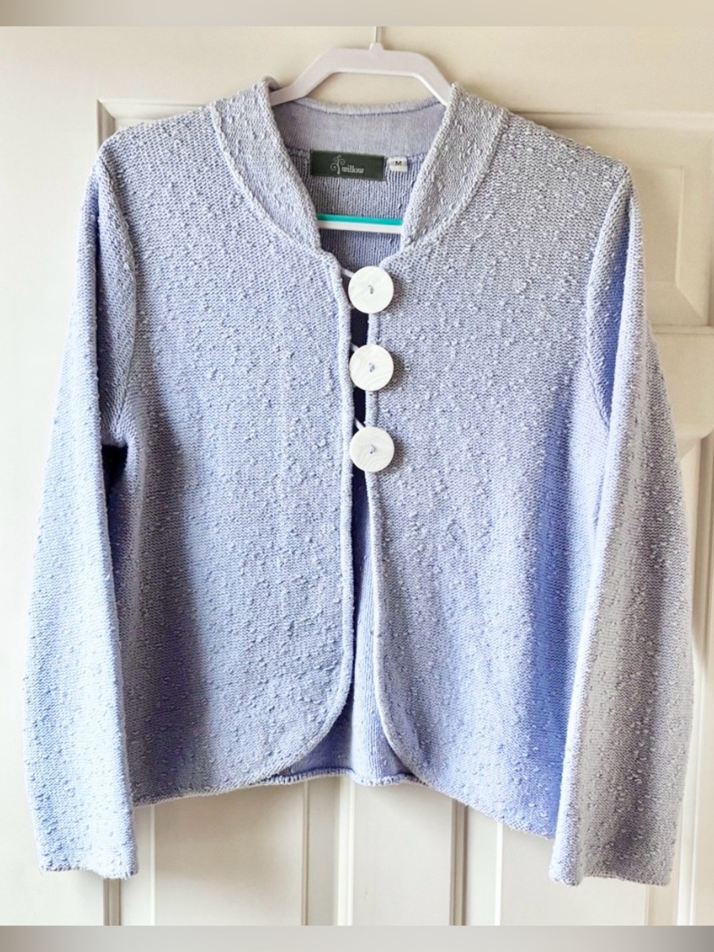 Willow Women’s Cotton Blend Knit Cardigan Sweater Light Blue Purple Size M
